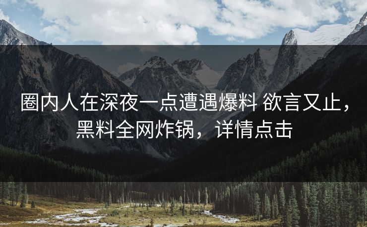 圈内人在深夜一点遭遇爆料 欲言又止，黑料全网炸锅，详情点击