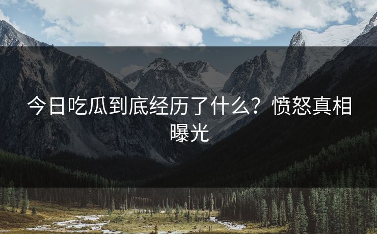 今日吃瓜到底经历了什么？愤怒真相曝光