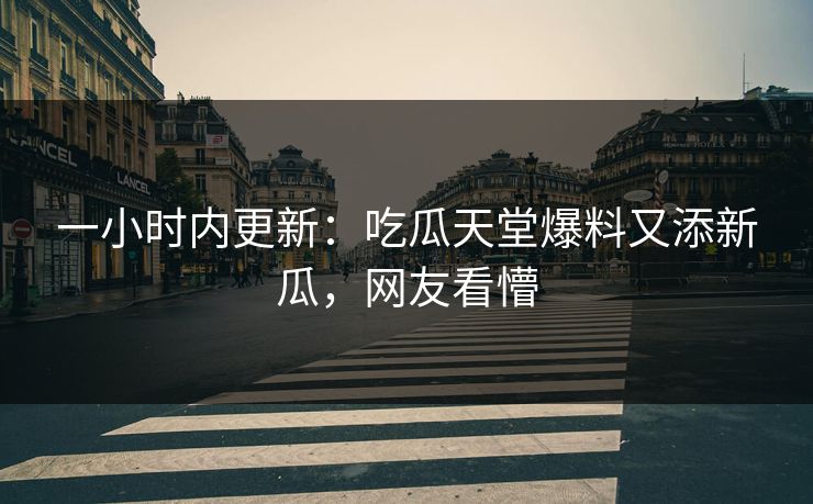 一小时内更新：吃瓜天堂爆料又添新瓜，网友看懵