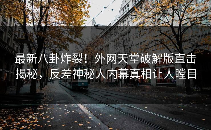 最新八卦炸裂！外网天堂破解版直击揭秘，反差神秘人内幕真相让人瞠目