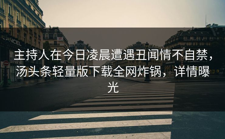 主持人在今日凌晨遭遇丑闻情不自禁，汤头条轻量版下载全网炸锅，详情曝光
