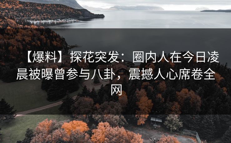 【爆料】探花突发：圈内人在今日凌晨被曝曾参与八卦，震撼人心席卷全网