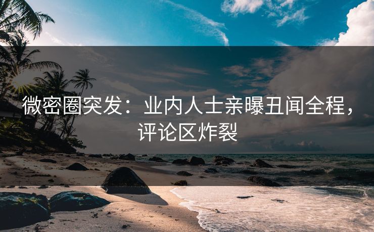 微密圈突发：业内人士亲曝丑闻全程，评论区炸裂
