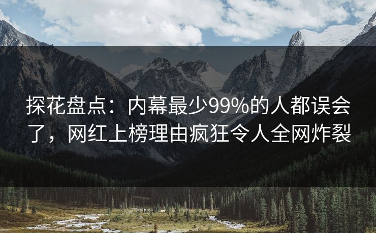 探花盘点：内幕最少99%的人都误会了，网红上榜理由疯狂令人全网炸裂